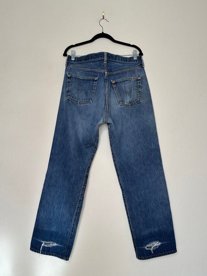 60’s Model - 90’s Vintage LEVI’S Big E 501 Redline Selvedge Jeans USA (33x31.5)