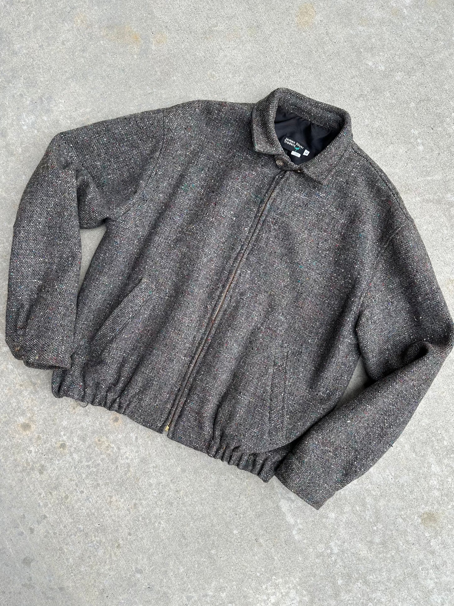 Vintage (50’s Style) Wool Tweed Zip-Up Rickey Jacket (Unisex L)