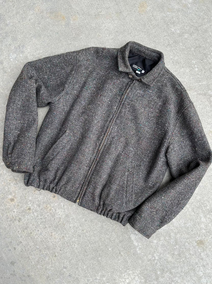 Vintage (50’s Style) Wool Tweed Zip-Up Rickey Jacket (Unisex L)