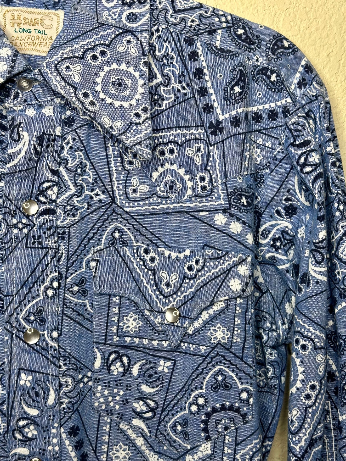 Rare 60’s/70’s H Bar C Ranchwear Bandana Pearl Snap Shirt (Unisex S/M)