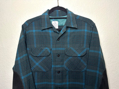 60’s Pendleton Wool Tartan Plaid Elbow Patch Board Shirt (Unisex S)