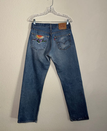 90’s Levi’s 501 Hand Embroidered Jeans (29 x 29)