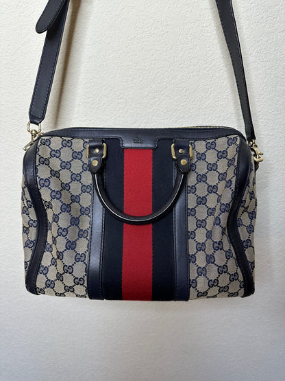 Y2K Gucci Monogram GG Web XL Boston Crossbody Bag