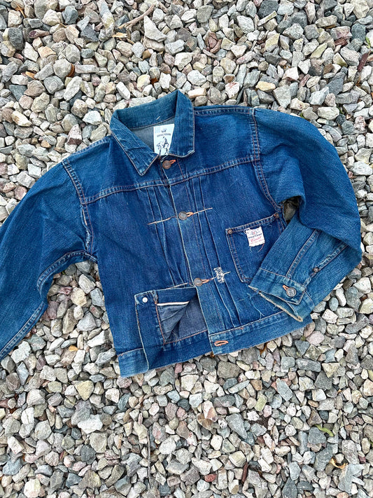 Rare 40’s Selvedge Buckle Back Pleated Type 1 Denim Jacket (Women’s XS)