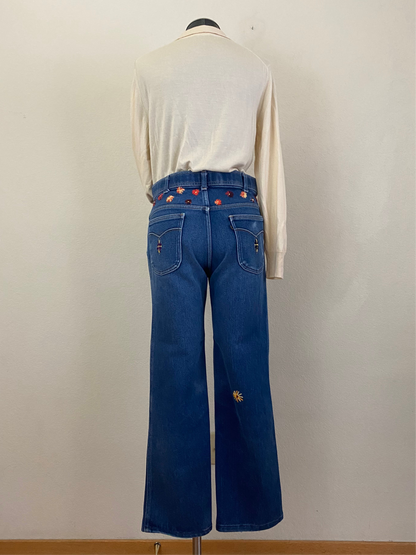 MCA Vintage Revival: 70’s Levi’s Bootcut Western Hand Embroidered Jeans (Modern 6/8)