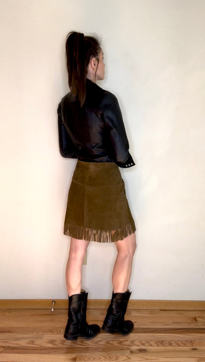 60’s Pioneer Wear Suede Fringe Western Wrap Skirt (M/L)