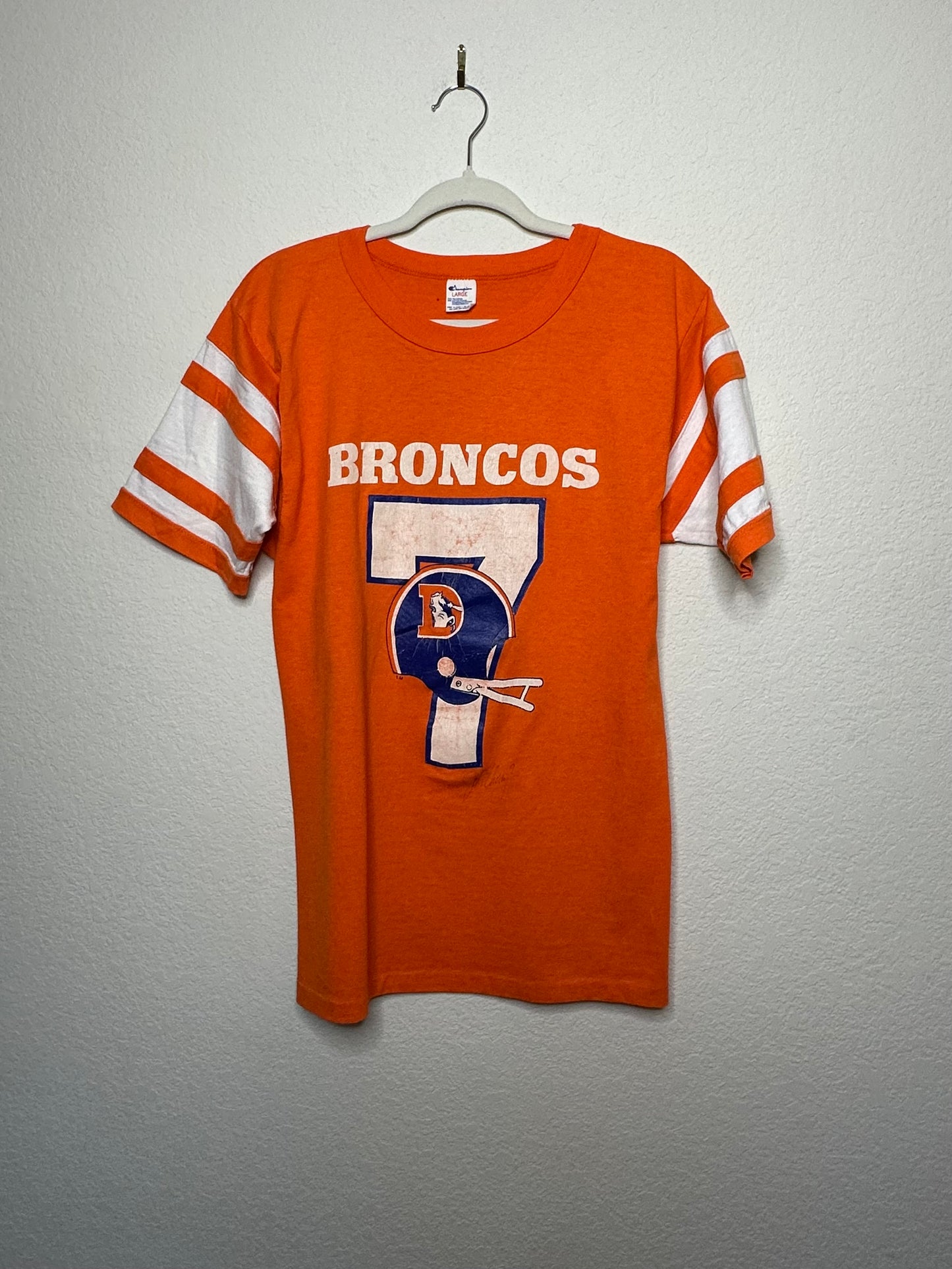 80’s Champion Autographed John Elway Denver Broncos Jersey Tee (Unisex M)