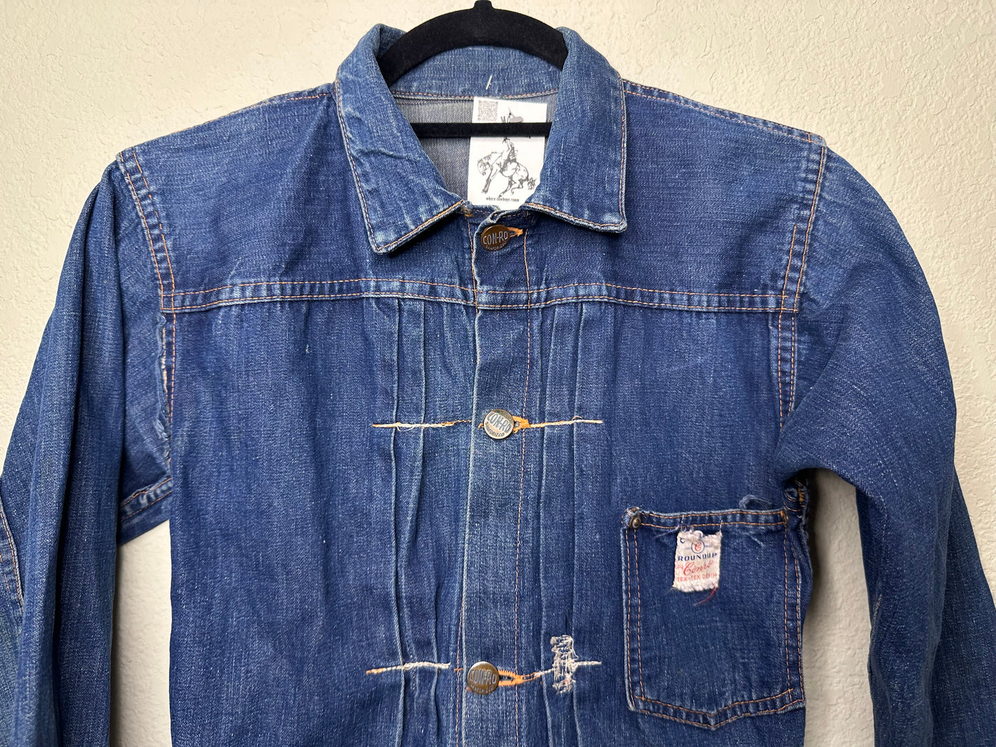 Rare 40’s Selvedge Buckle Back Pleated Type 1 Denim Jacket (Women’s XS)