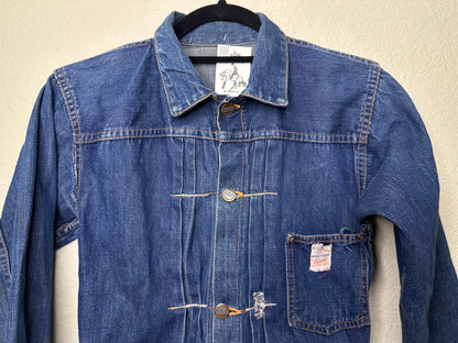 Rare 40’s Selvedge Buckle Back Pleated Type 1 Denim Jacket (Women’s XS)