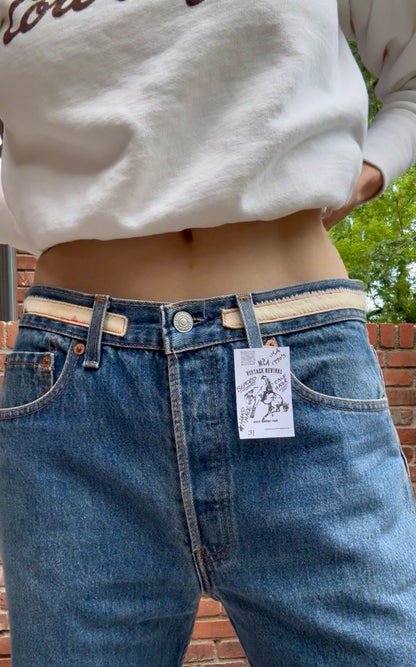 90’s Custom Cowhide Beaded Levi’s 501 Jeans (Modern 29/30)