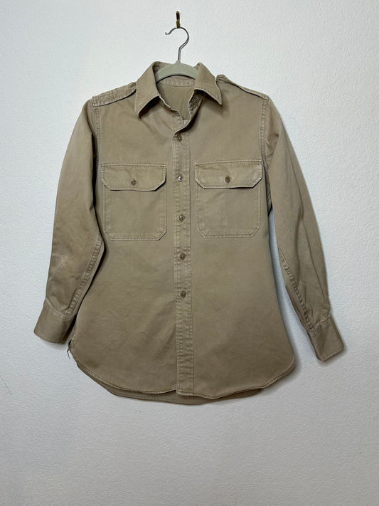 40’s/50’s Military Khaki Officer Field Shirt (Unisex S/M)