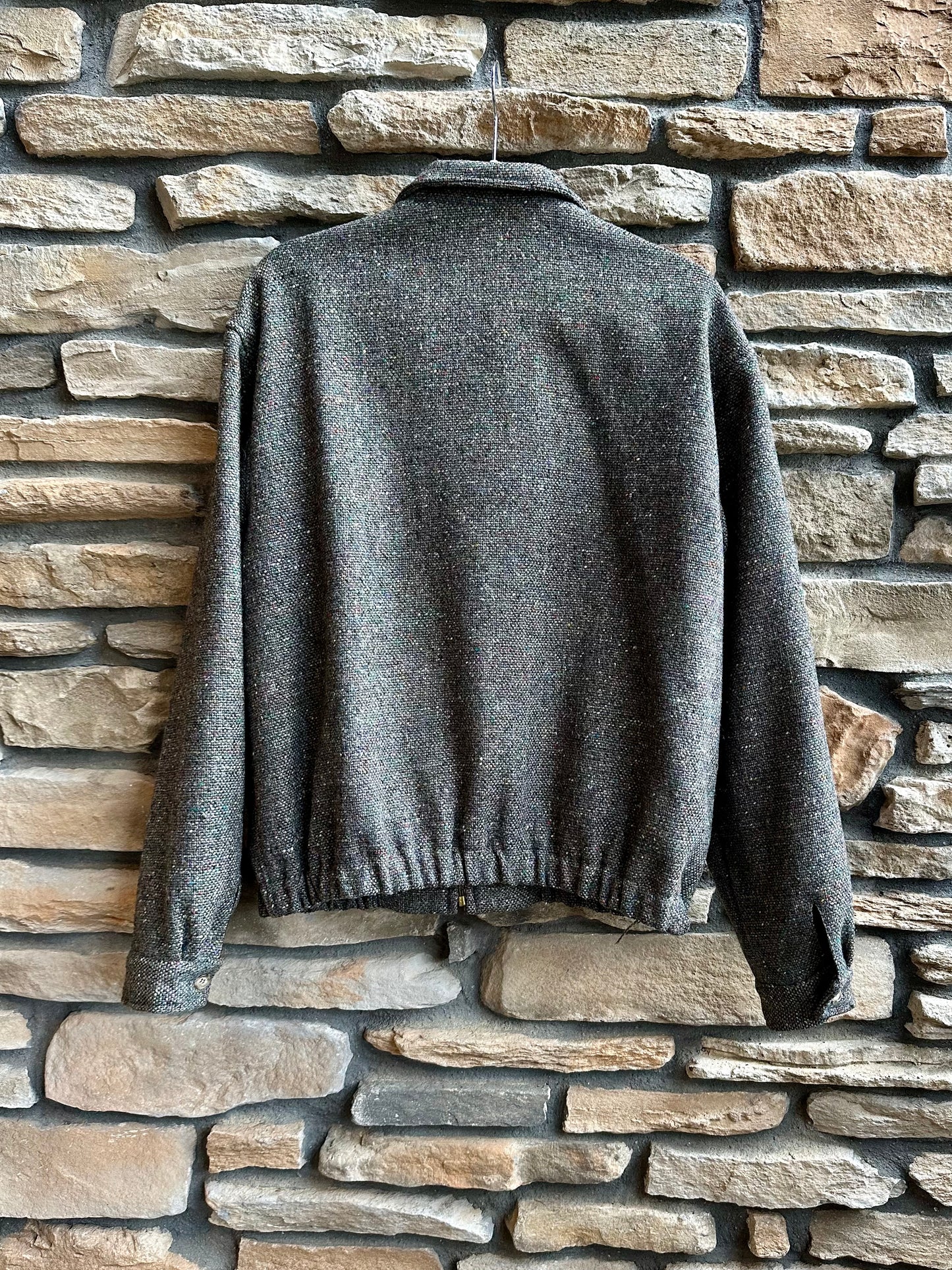 Vintage (50’s Style) Wool Tweed Zip-Up Rickey Jacket (Unisex L)