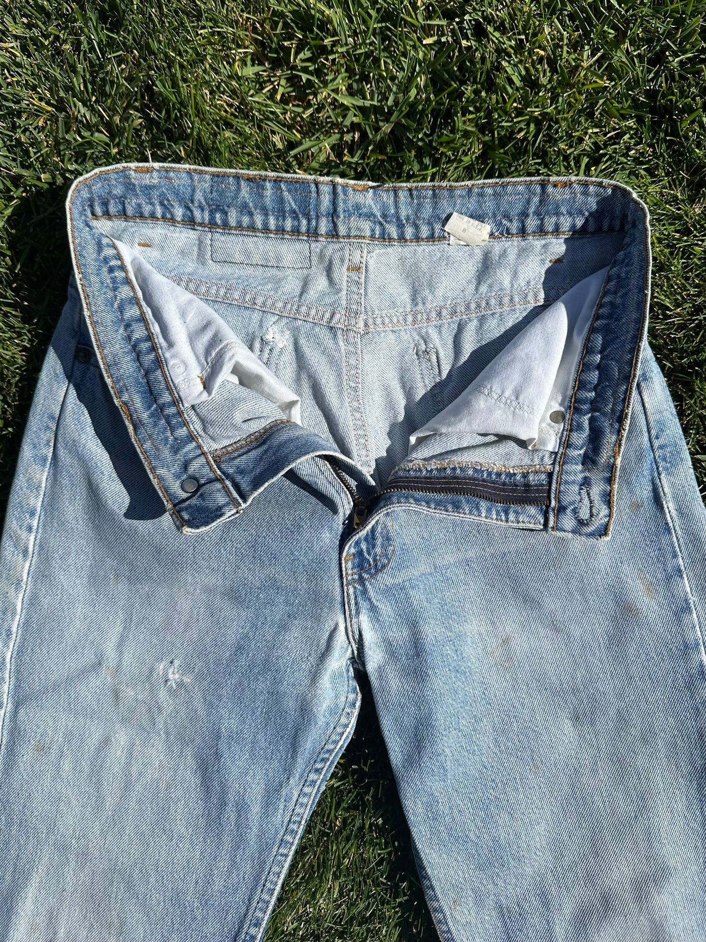 Custom Beaded 80’s Levi’s 505 Orange Tab Jeans (Modern 6)