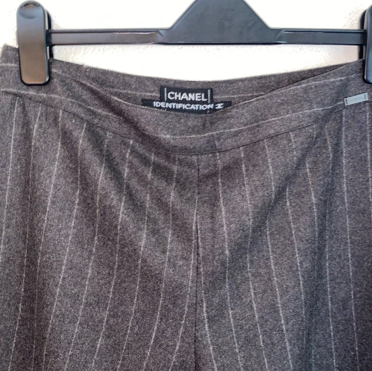 90’s CHANEL High-Rise Wide Leg Wool Pinstripe Pants (8/10)