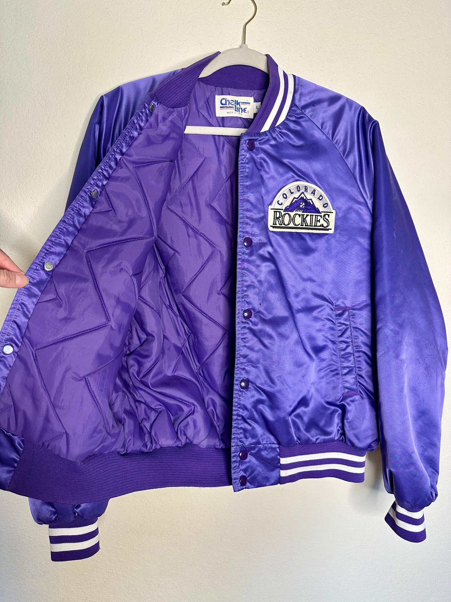 91’ Colorado Rockies MLB INAUGURAL SEASON Quilted Insulated Bomber Jacket (Unisex L/XL) by Chalk Line