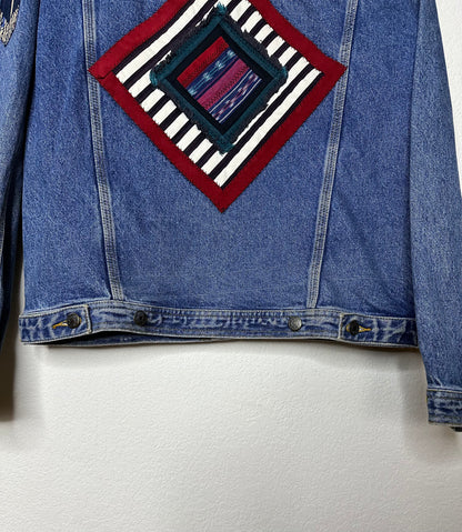 Vintage Sun Belt Patchwork Denim Trucker Jacket (Unisex L)