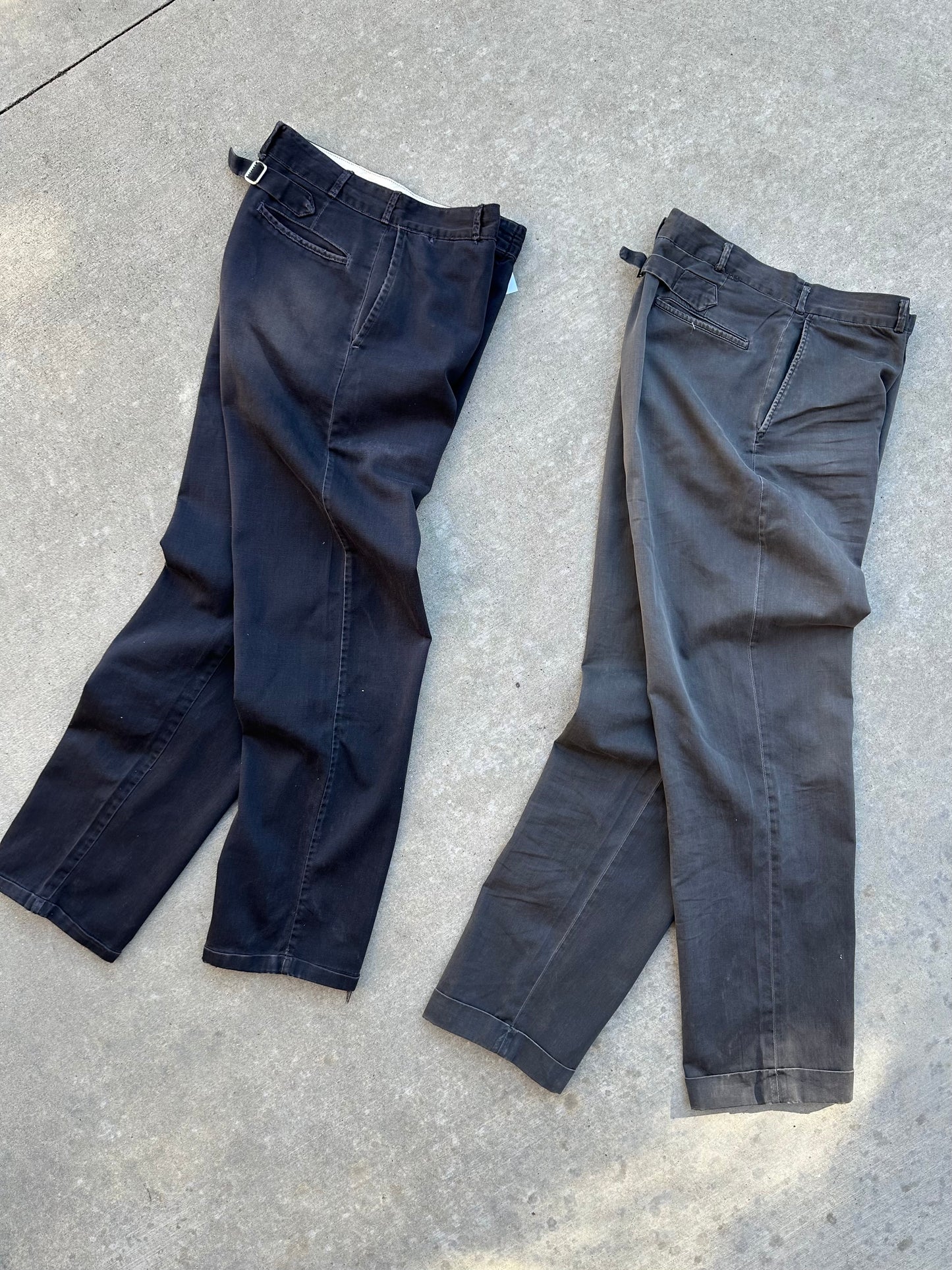 40’s Buckle Back Black Cotton Cuffed Trousers (31x31)