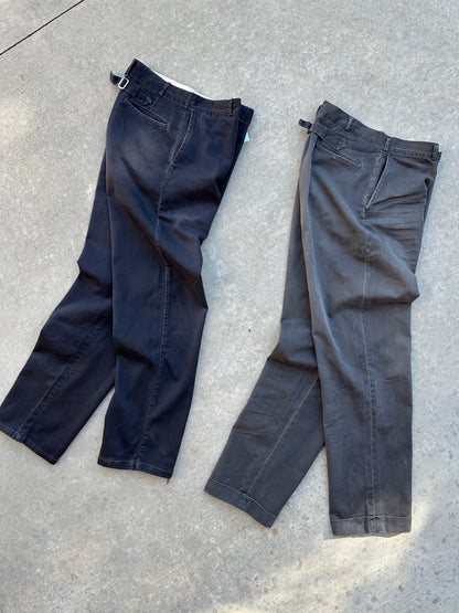 40’s Buckle Back Black Cotton Cuffed Trousers (31x31)