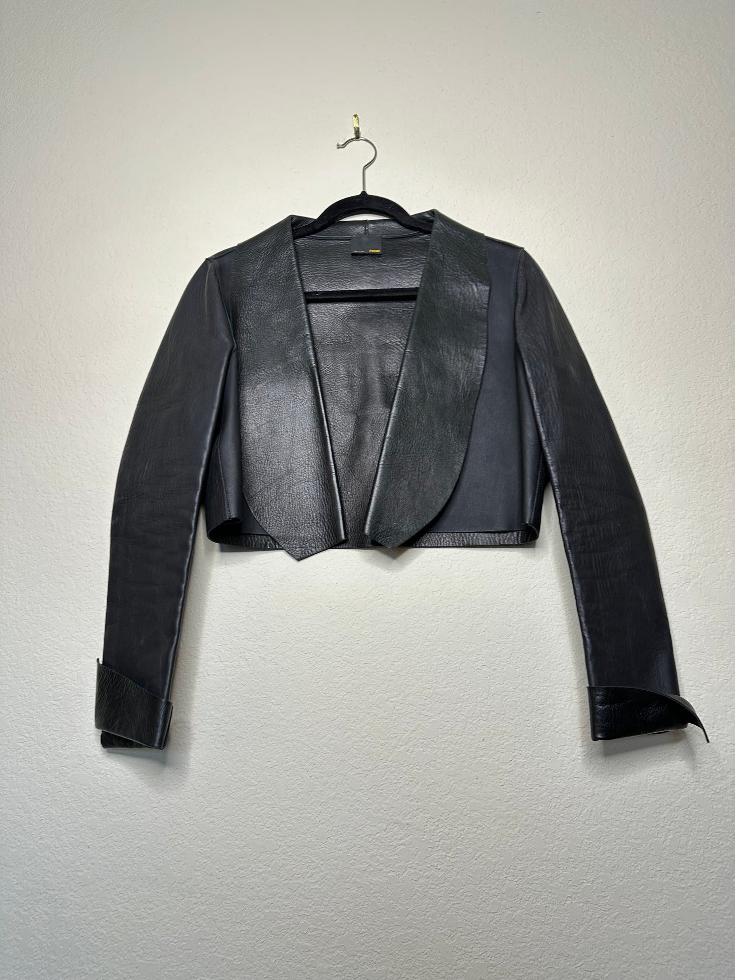 90’s Vintage Fendi Leather Bolero Cropped Open Jacket (Women’s S)