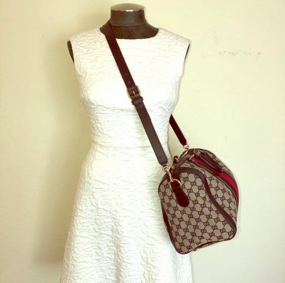 Y2K Gucci Monogram GG Web XL Boston Crossbody Bag