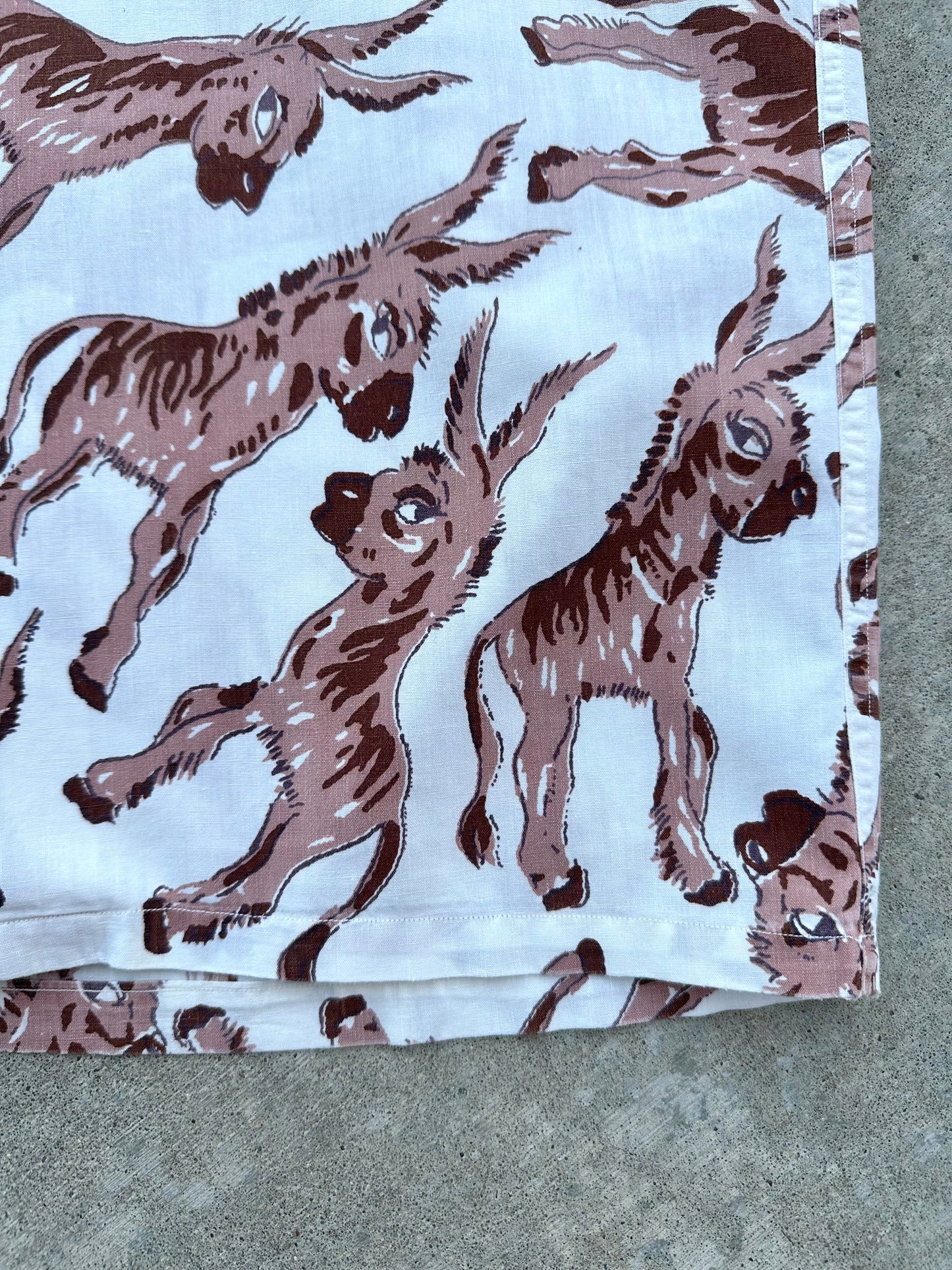 50’s Handmade Donkey Printed Cotton Casual Shirt (Unisex M)