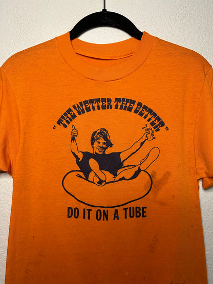 80’s Single Stitch “Do it on a Tube” Thrashed Graphic T-Shirt (Unisex S)