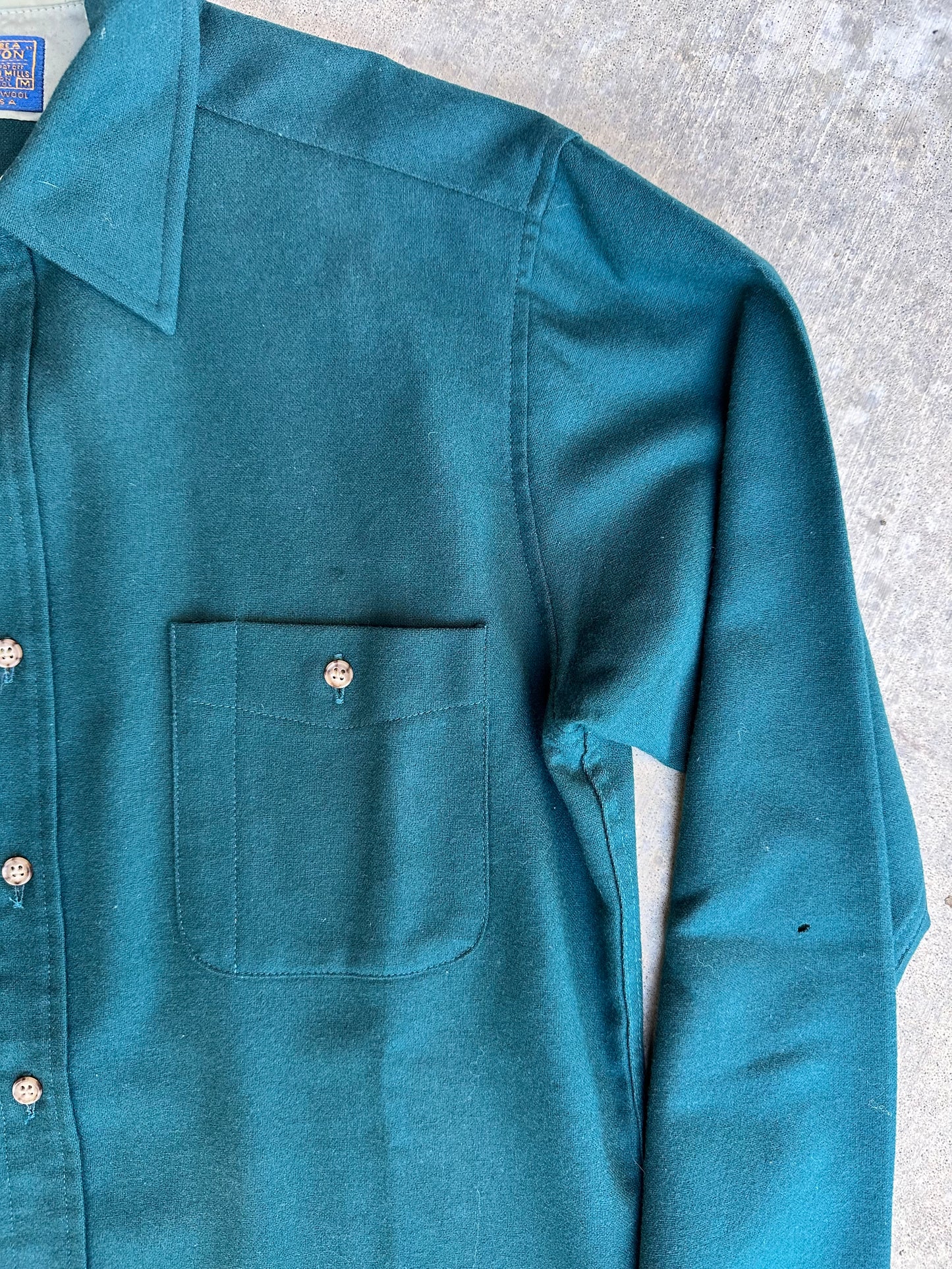 70’s Pendleton Suede Patch Solid Wool Shirt (Men’s M)