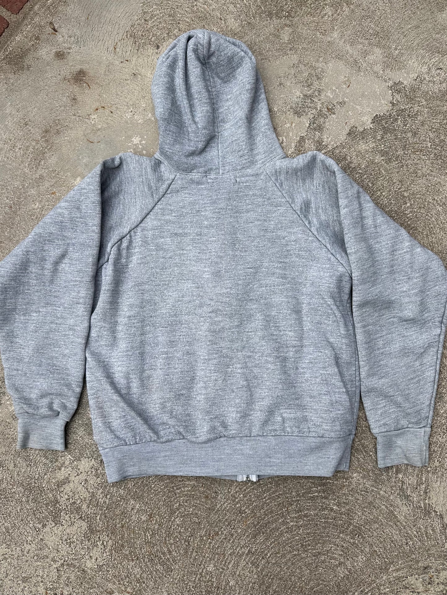 70s Double Face Thermal Lined Raglan Zip-Up Hoodie (Unisex M)