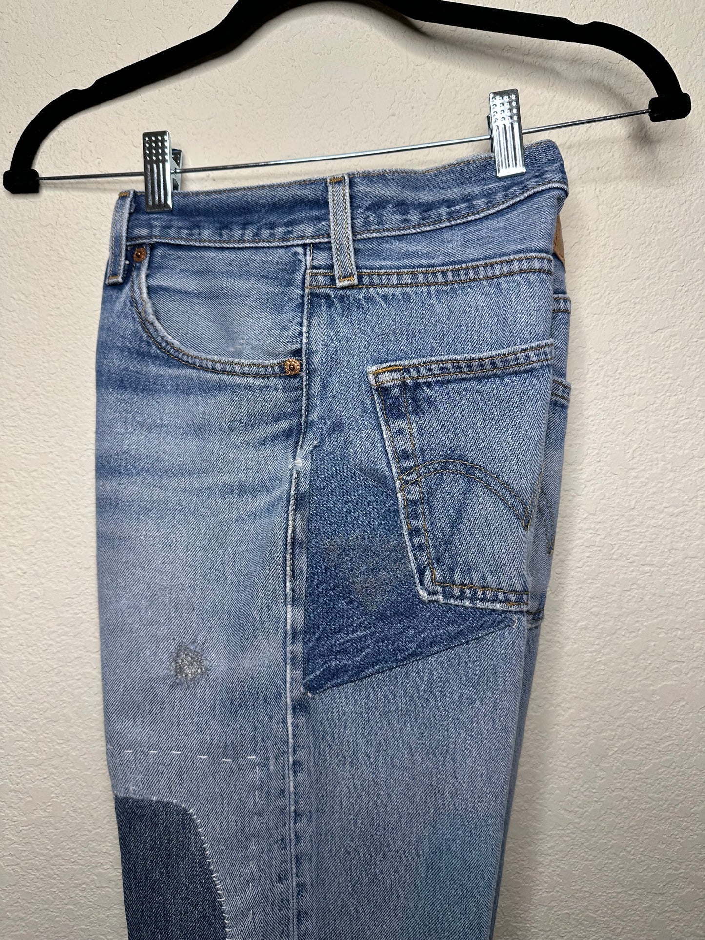 MCA Vintage Revival: Custom 90’s Levi’s 501XX Boro Patchwork Jeans (Modern 4/6)