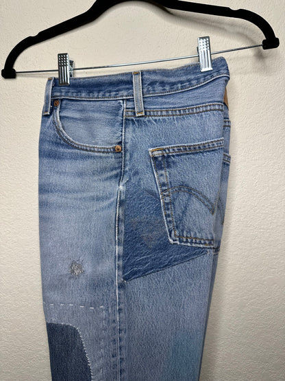 MCA Vintage Revival: Custom 90’s Levi’s 501XX Boro Patchwork Jeans (Modern 4/6)