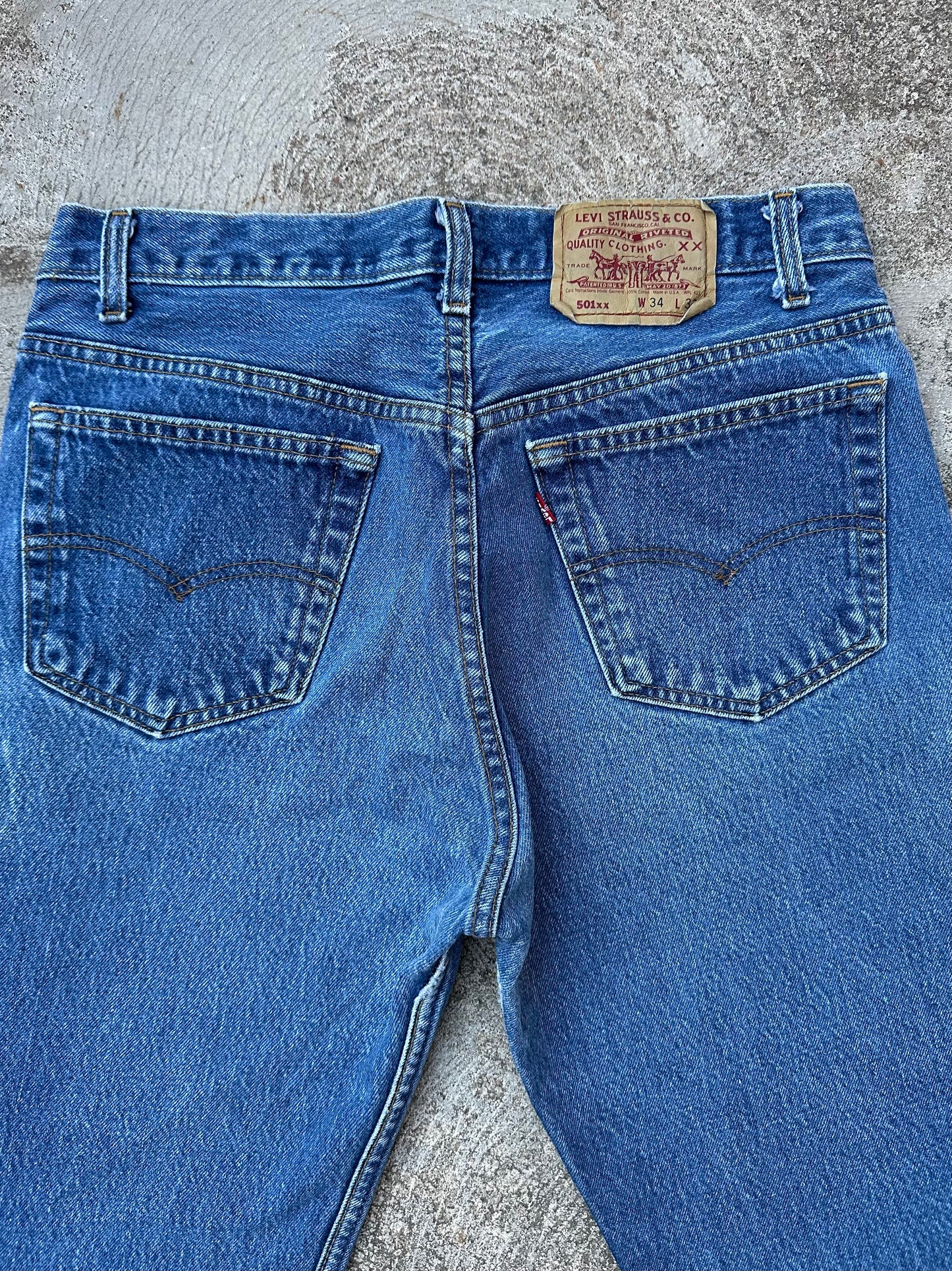 80’s Levi’s 501xx STF Raw Denim Jeans USA (Men’s 31x30 / Women’s 29)