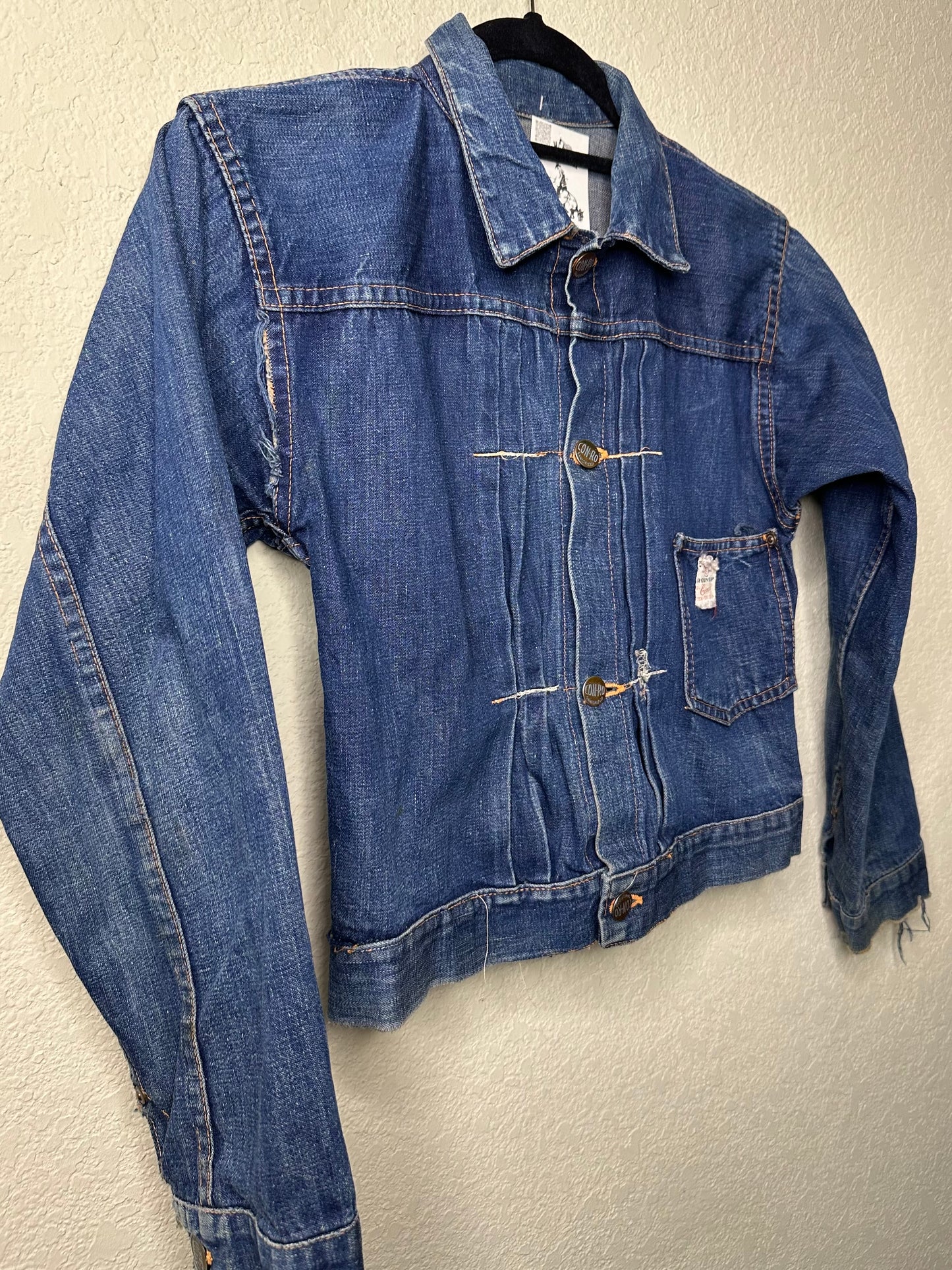 Rare 40’s Selvedge Buckle Back Pleated Type 1 Denim Jacket (Women’s XS)