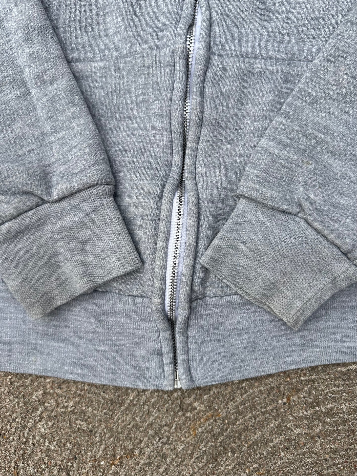 70s Double Face Thermal Lined Raglan Zip-Up Hoodie (Unisex M)