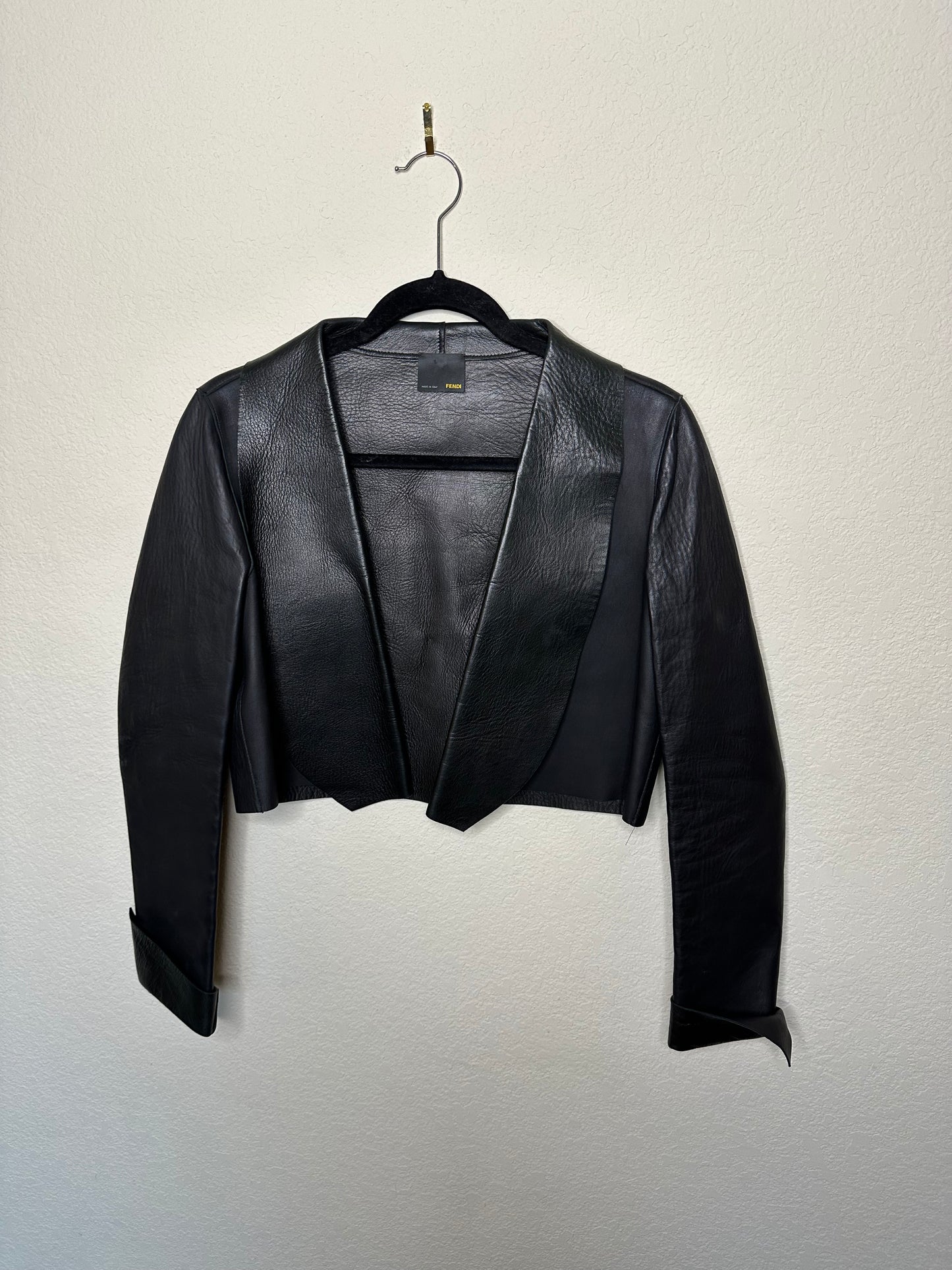 90’s Vintage Fendi Leather Bolero Cropped Open Jacket (Women’s S)