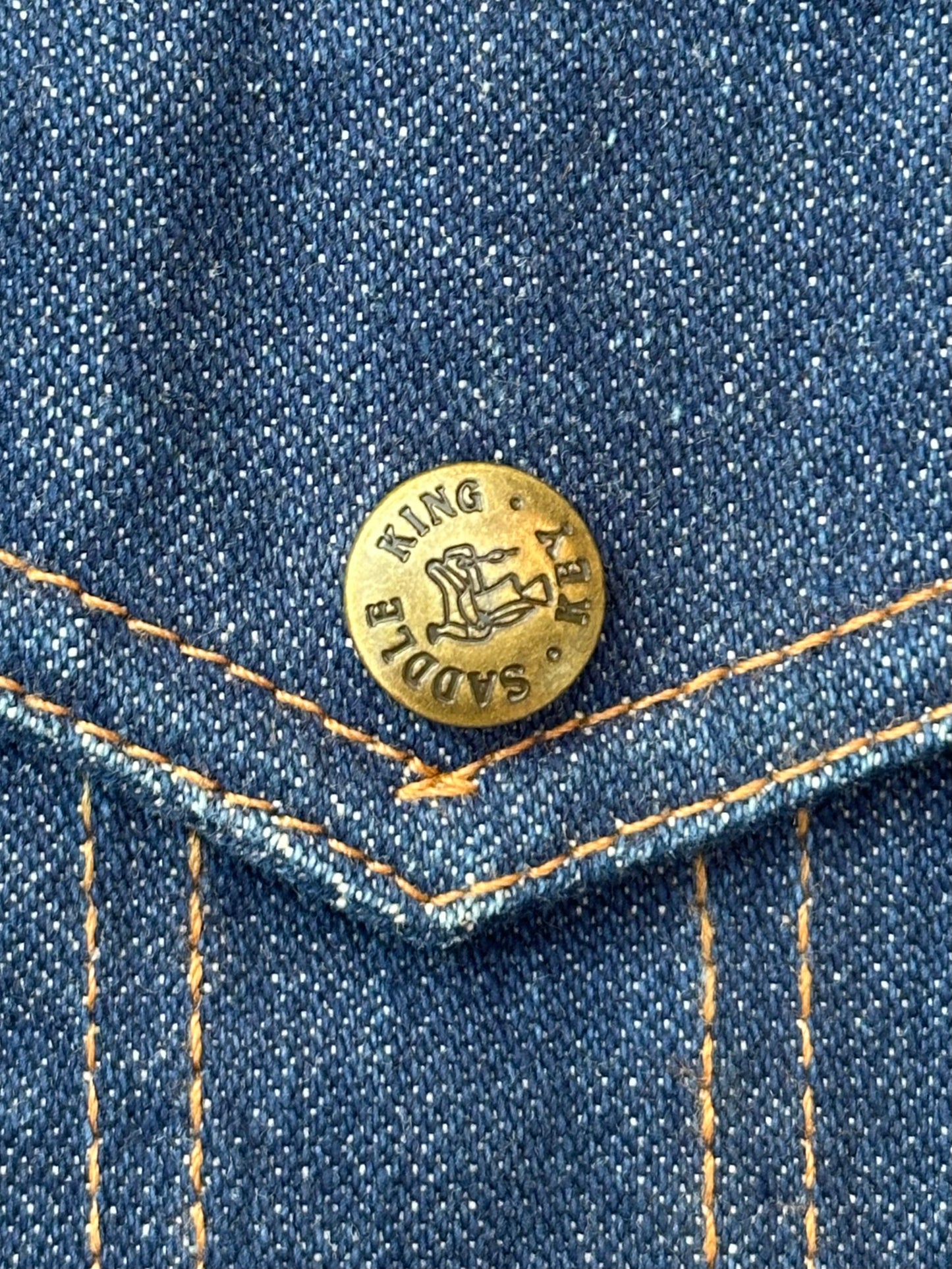 80’s Saddle King Raw Denim Trucker Jacket (Unisex S)