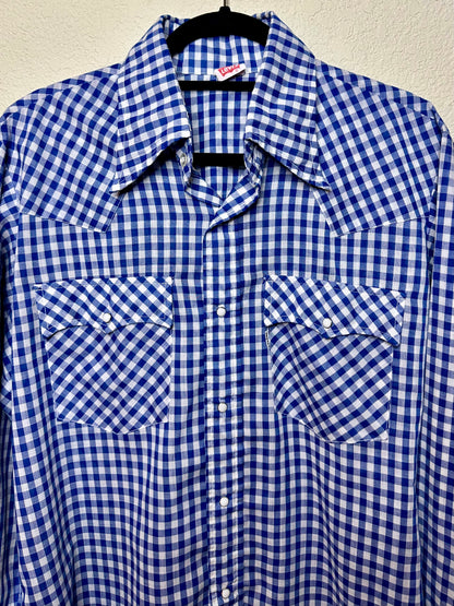 70’s Levi’s Gingham Pearl Snap Western Shirt (Unisex L)