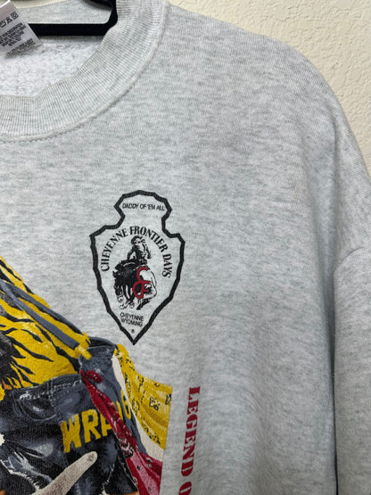 RARE 90’s Cheyenne Frontier Days Bull Fighter Rodeo Crewneck Sweatshirt (Unisex L/XL)