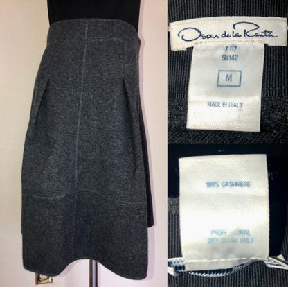 90’s Oscar de la Renta Cashmere Box Pleat Skirt (M/L)