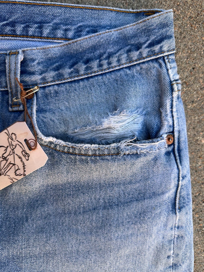 90’s Levi’s 501xx STF Sun Faded Light Denim Jeans USA (35x29/ Women’s 33)