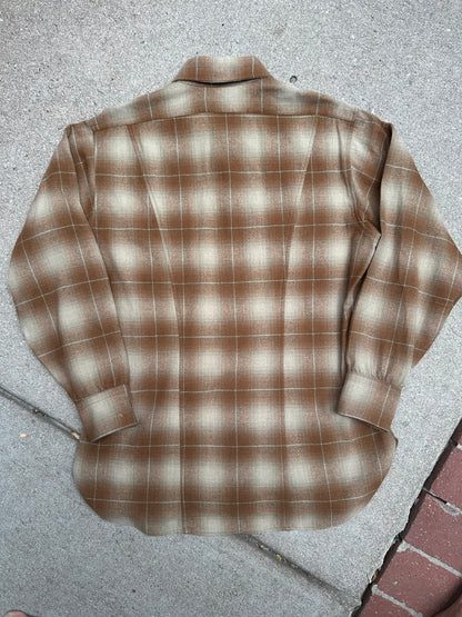 60’s Pendleton Wool Shadow Plaid Western Shirt (Unisex L)