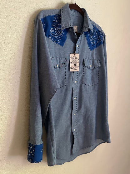 CUSTOM ORDER: MCA Vintage Revival Hand Embroidered & Patched Pearl Snap Western Shirt