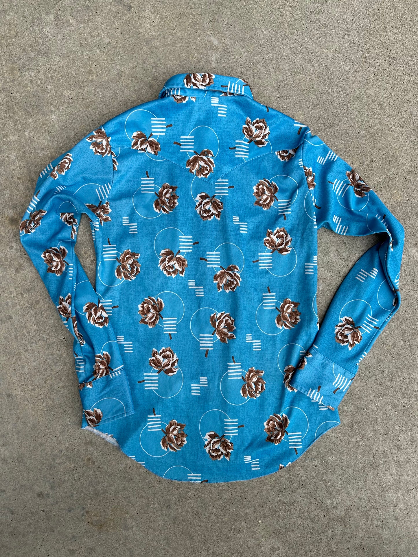 70’s H Bar C Women’s Rose Western Disco Pearl Snap Shirt (M)