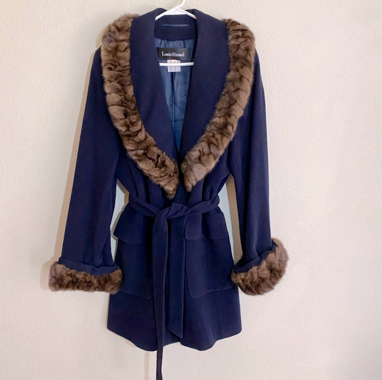 70’s Louis Féraud Mink Trim Angora Wrap Coat (M/L)