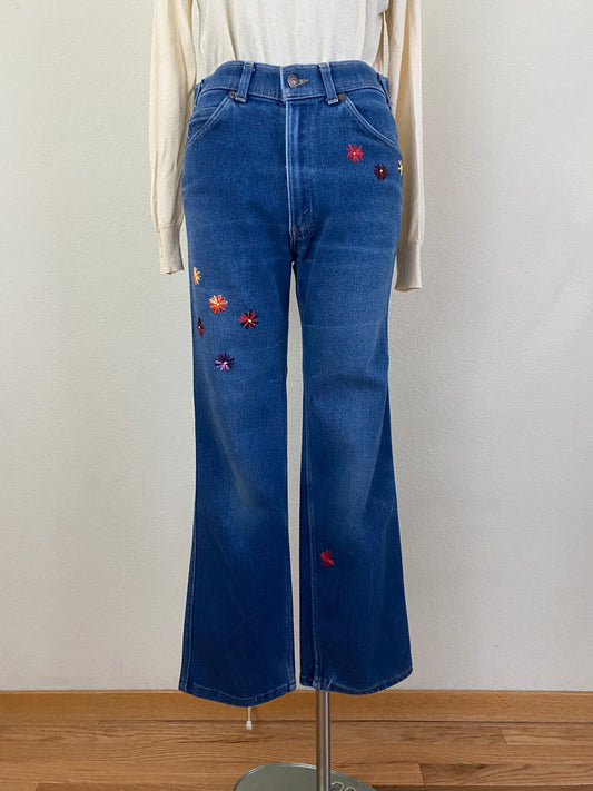 MCA Vintage Revival: 70’s Levi’s Bootcut Western Hand Embroidered Jeans (Modern 6/8)