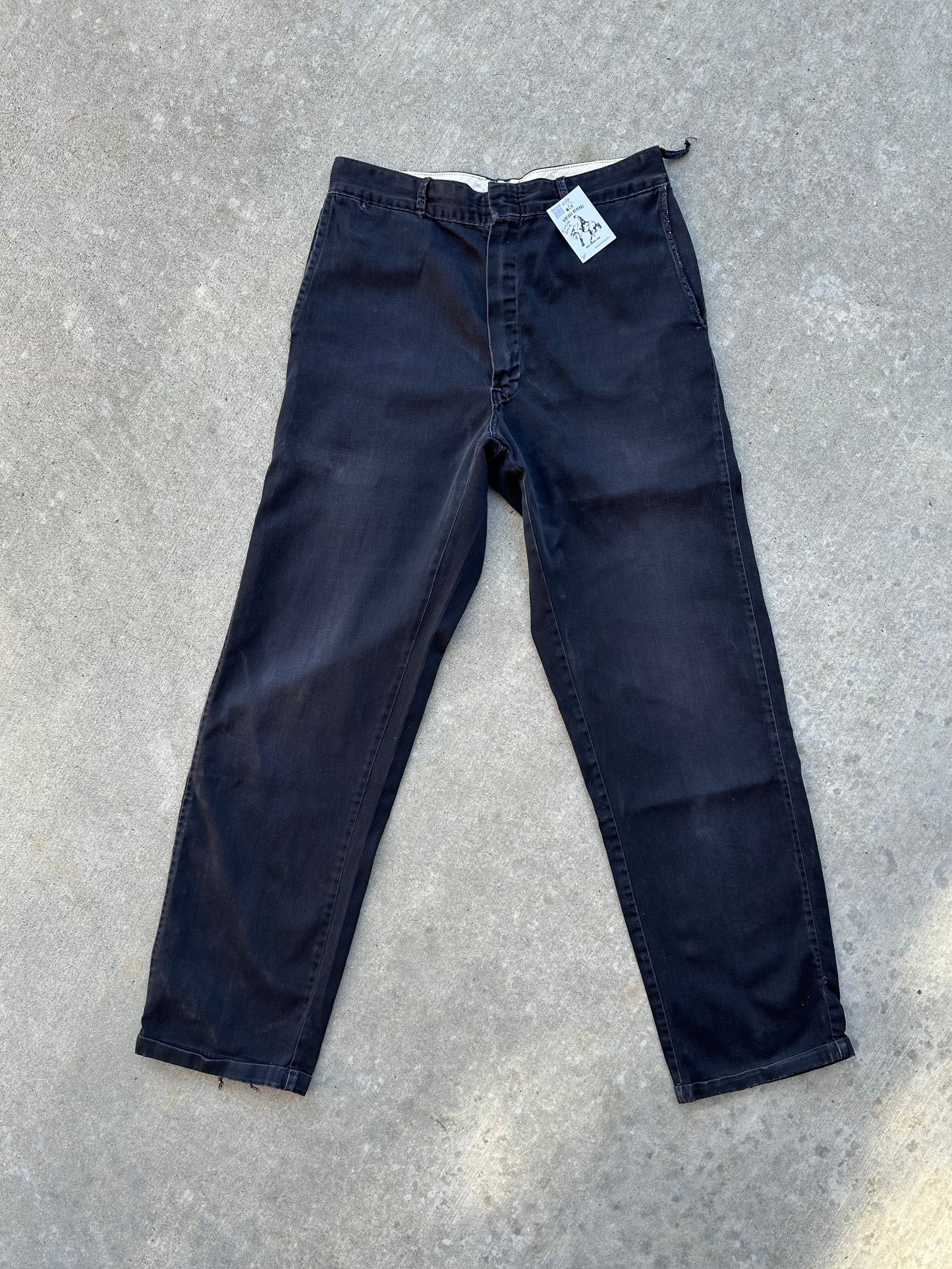 40’s Buckle Back Black Cotton Cuffed Trousers (31x31)