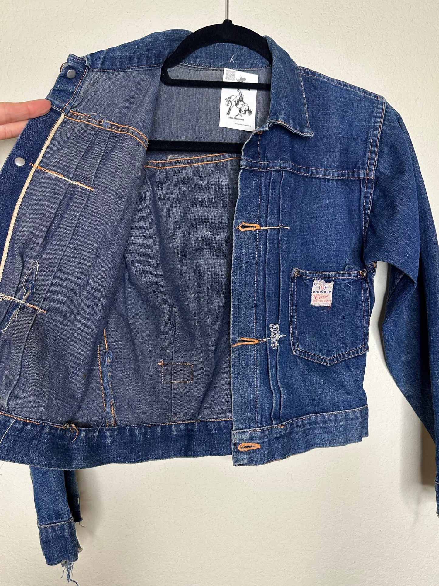 Rare 40’s Selvedge Buckle Back Pleated Type 1 Denim Jacket (Women’s XS)