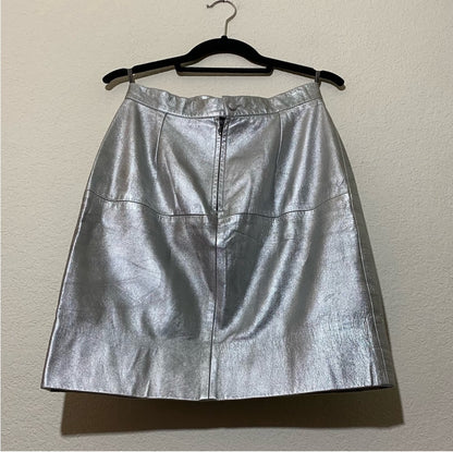 70’s Michele Domercq Paris Metallic Leather Mini Skirt (S)