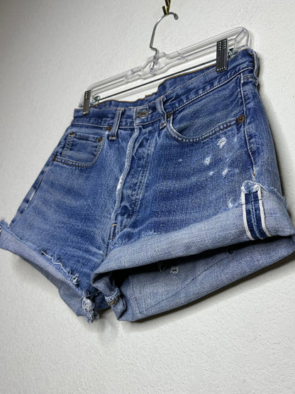 60’s LEVI’S BIG E Redline Selvedge Patchwork Denim Cutoff Shorts (Unisex 28/Modern 6)