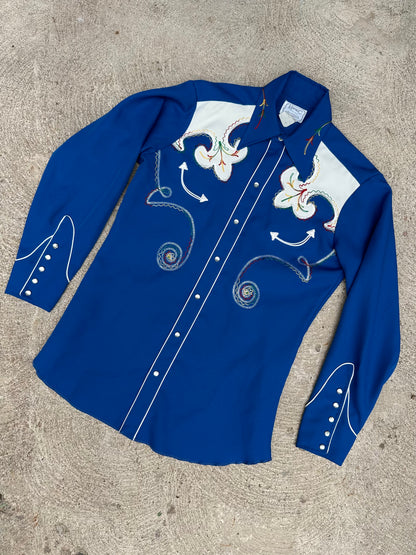 70’s H Bar C Ranchwear Roy Rogers Arrowhead Embroidered Pearl Snap Shirt (Unisex L)
