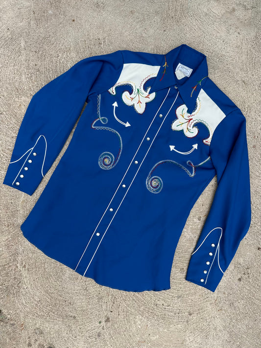 70’s H Bar C Ranchwear Roy Rogers Arrowhead Embroidered Pearl Snap Shirt (Unisex L)
